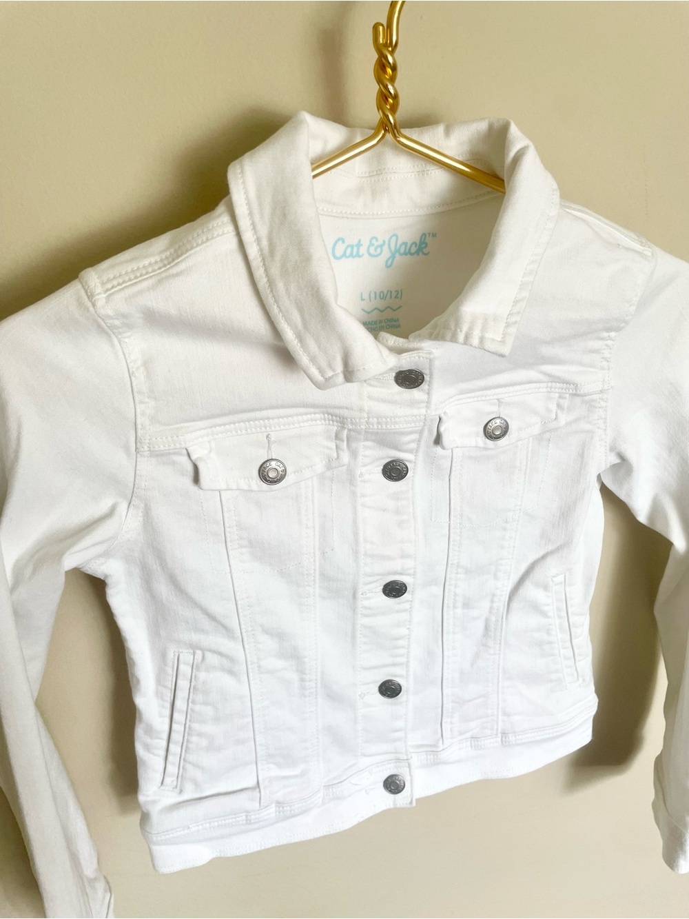 Cat & Jack White Girls Denim Jacket - Snap Front